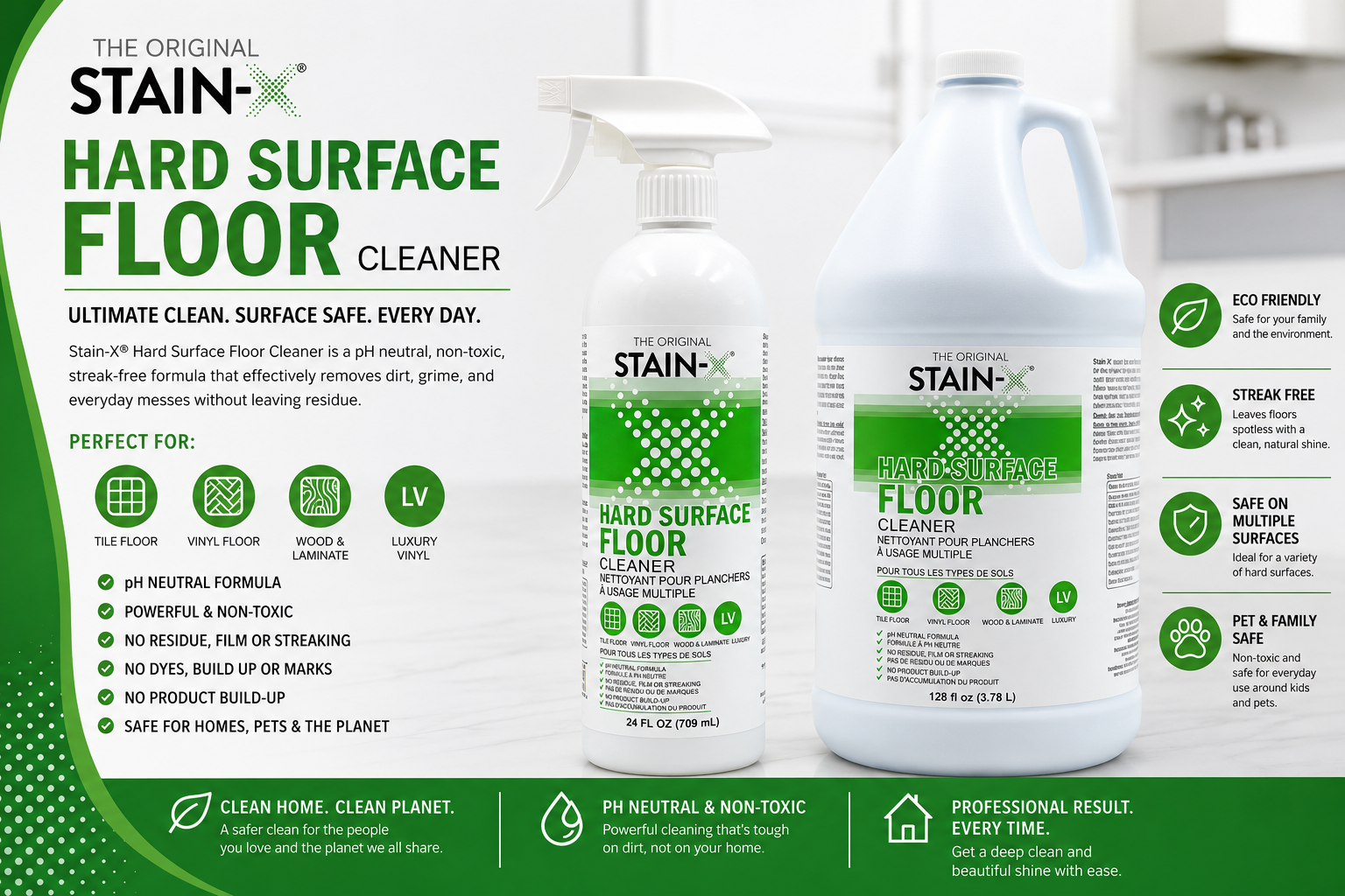 Stain-X Hard Surface Floor Cleaner How to Use Graphic