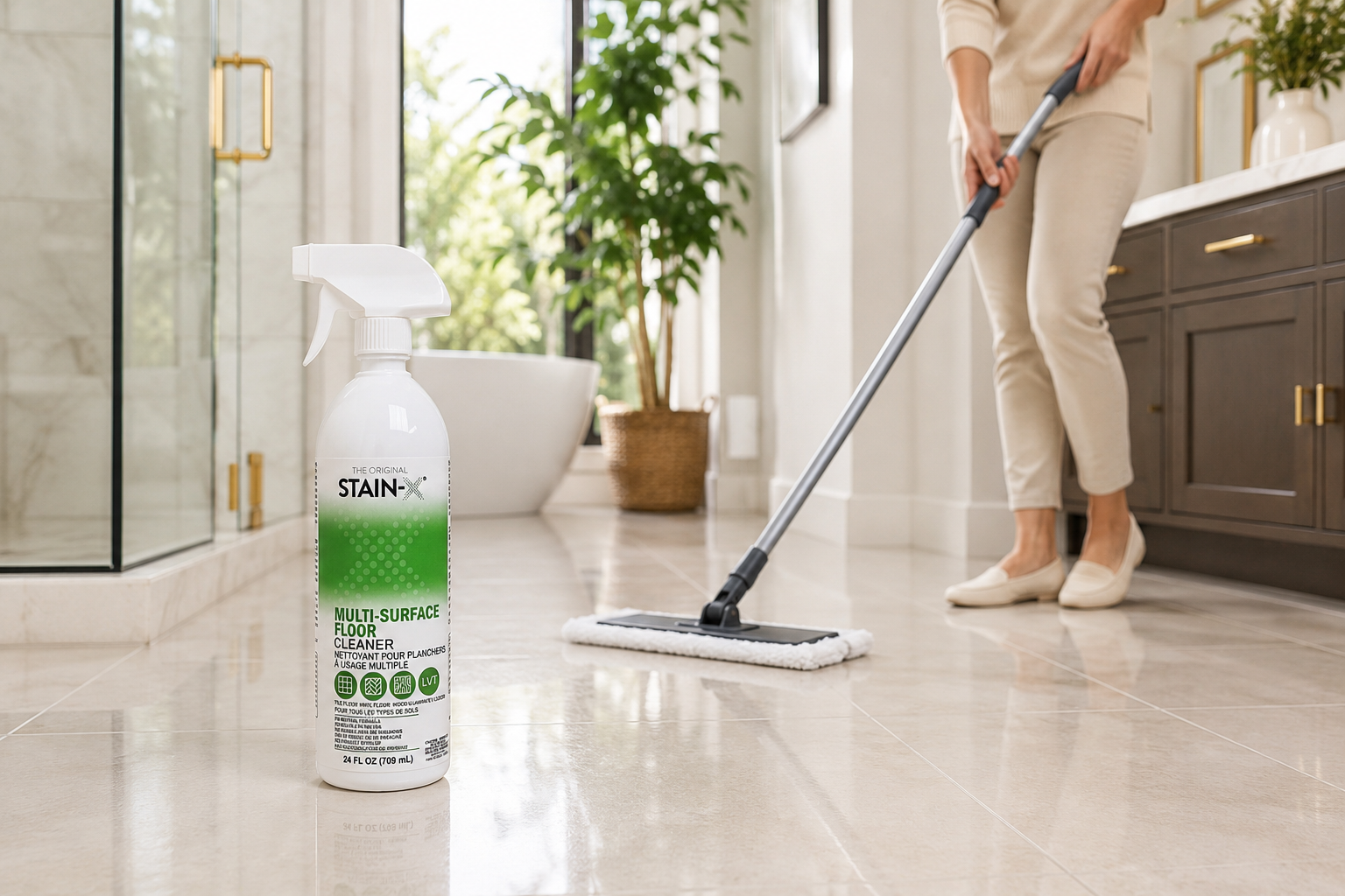 Stain-X Hard Surface Floor Cleaner on a high end tile floor